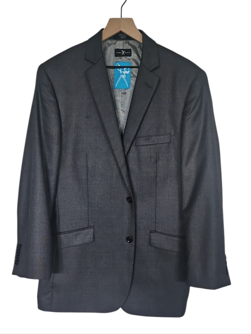 Marc Ecko Men's Charcoal Gray Blazer - Modern Two-Button Suit Jacket Size 42R